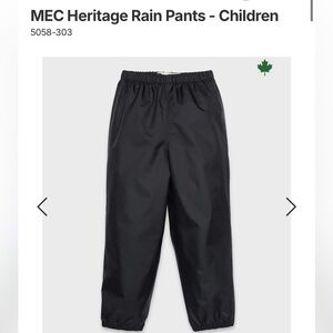 MEC Kids Heritage Black Rain Pants child 7